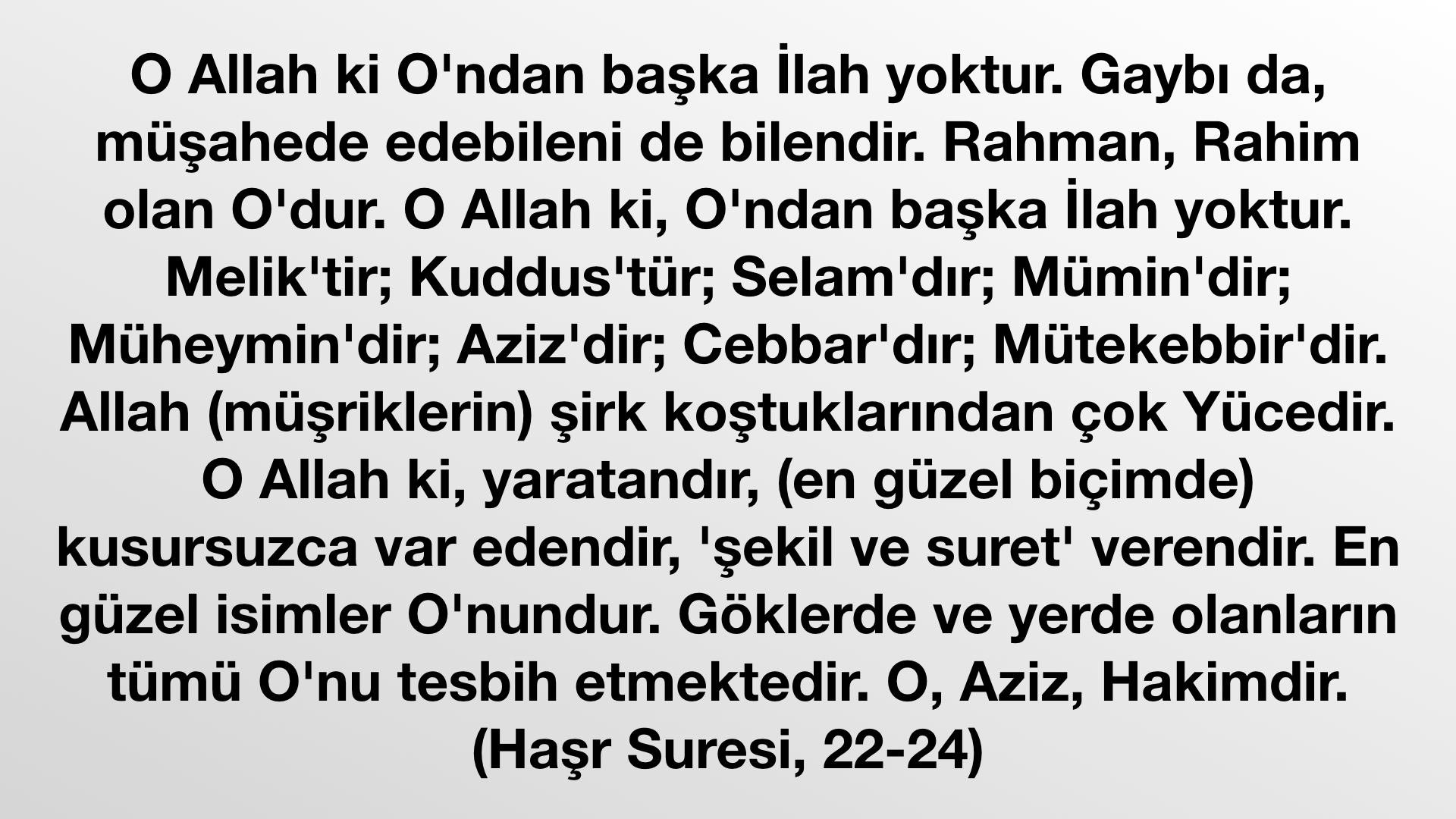 Kuran Ayeti - Haşr Suresi, 22-24