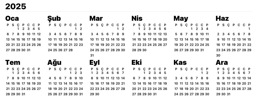Sitemde Kutlanacak 2025 Yılına Ait Önemli Günler