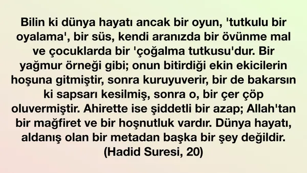 Kuran Ayeti: Hadid Suresi, 20