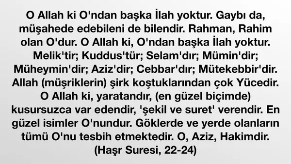 Kuran Ayeti - Haşr Suresi, 22-24