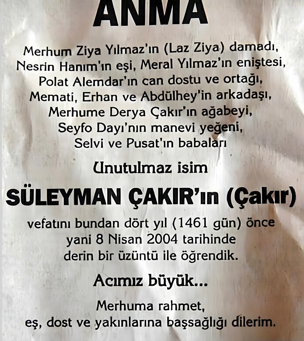 Türkiye’den İnsan Manzaraları: Kurtlar Vadisi Dizisinde Senaryoda Ölen Hayali Bir Karakter İçin Verilen Ölüm İlanı